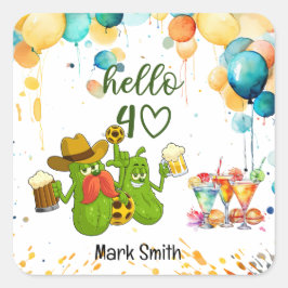 Pickleball 40. Geburtstag Quadratischer Aufkleber