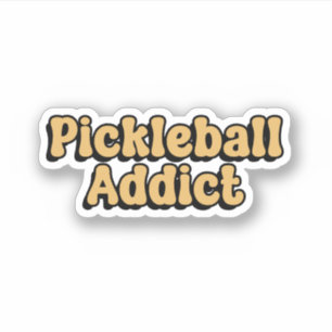 Pickleball Addict Yellow Retro Typografie Aufkleber
