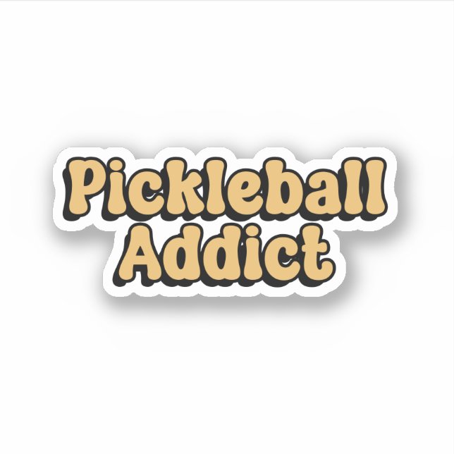 Pickleball Addict Yellow Retro Typografie Aufkleber (Vorderseite)