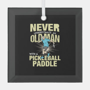 Pickleball - Alter Mann mit einem Pickleball-Schlä Ornament Aus Glas