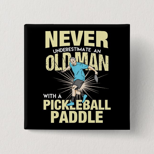 Pickleball - Alter Mann mit Pickleball-Paddel Button (Vorderseite)