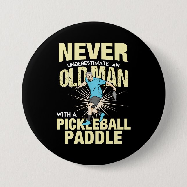 Pickleball - Alter Mann mit Pickleball-Paddel Button (Vorderseite)