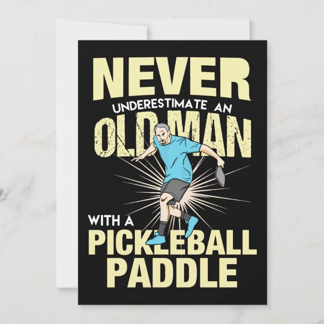 Pickleball - Alter Mann mit Pickleball-Paddel Einladung (Vorderseite)