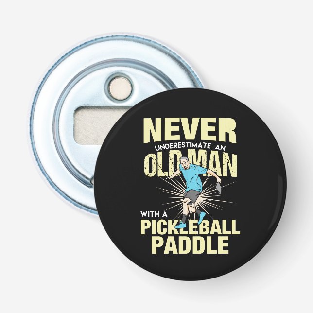 Pickleball - Alter Mann mit Pickleball-Paddel Flaschenöffner (Vorderseite)
