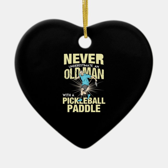 Pickleball - Alter Mann mit Pickleball-Paddel Keramik Ornament (Vorne)