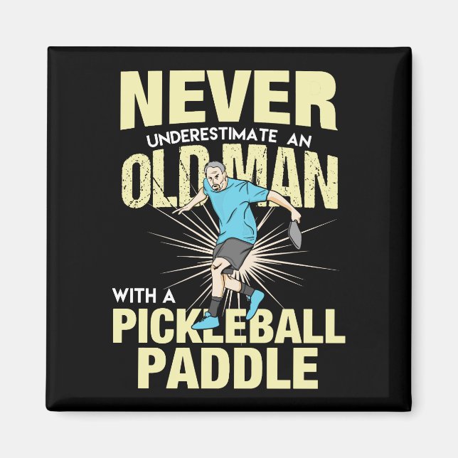 Pickleball - Alter Mann mit Pickleball-Paddel Magnet (Vorne)