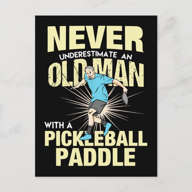 Pickleball - Alter Mann mit Pickleball-Paddel Postkarte (Vorderseite)