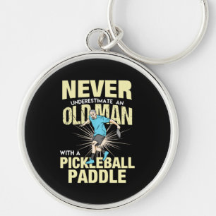 Pickleball - Alter Mann mit Pickleball-Paddel Schlüsselanhänger