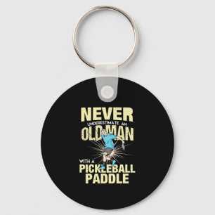Pickleball - Alter Mann mit Pickleball-Paddel Schlüsselanhänger