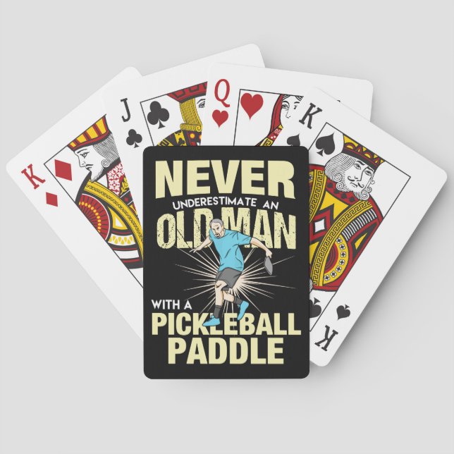 Pickleball - Alter Mann mit Pickleball-Paddel Spielkarten (Rückseite)