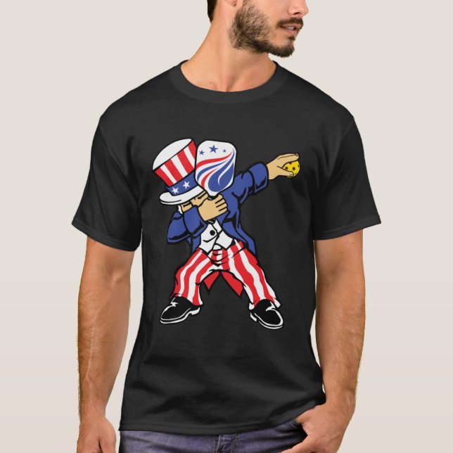 Pickleball American Flag 4th of July Uncle Sam Dab T-Shirt (Vorderseite)