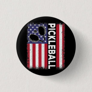 Pickleball American Flag Funny Pickleball Lover Vi Button