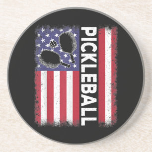 Pickleball American Flag Funny Pickleball Lover Vi Getränkeuntersetzer