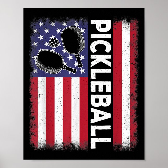 Pickleball American Flag Funny Pickleball Lover Vi Poster (Vorne)