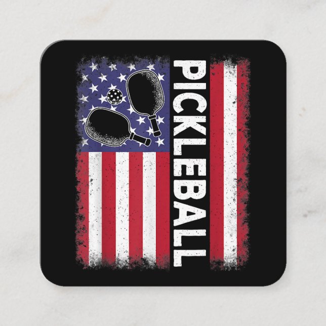 Pickleball American Flag Funny Pickleball Lover Vi Quadratische Visitenkarte (Vorderseite)