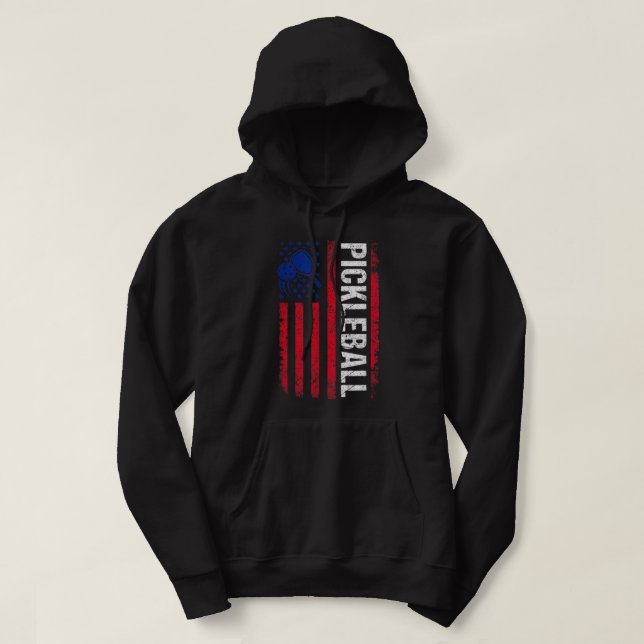 Pickleball American Flag Patriotic Pickleballs Pla Hoodie (Design vorne)