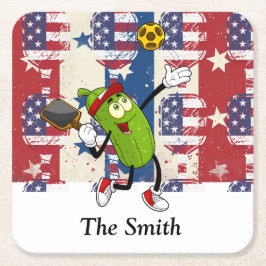 Pickleball American themed für 4. Juli Rechteckiger Pappuntersetzer