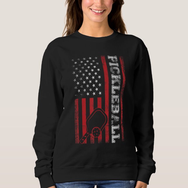 Pickleball American US Flag Patriotic Cool Pickleb Sweatshirt (Vorderseite)