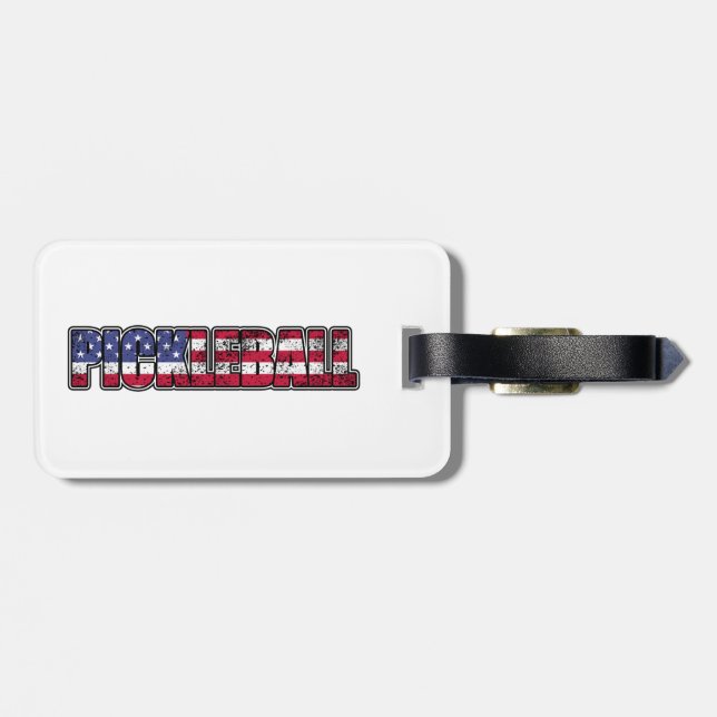 Pickleball Amerikanische Flagge Gepäckanhänger (Rückseite horizontal)