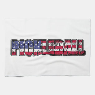 Pickleball Amerikanische Flagge Geschirrtuch