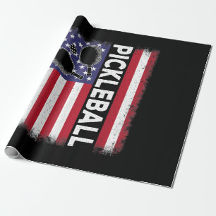 Pickleball Amerikanische Flagge Lustiger Picklebal Geschenkpapier