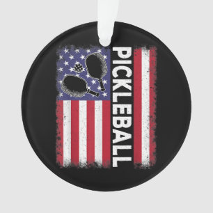 Pickleball Amerikanische Flagge Lustiger Picklebal Ornament