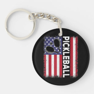 Pickleball Amerikanische Flagge Lustiger Picklebal Schlüsselanhänger