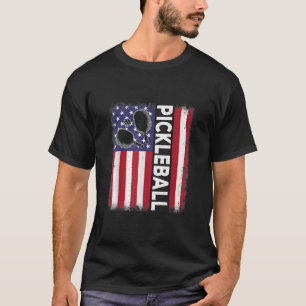 Pickleball Amerikanische Flagge Lustiger Picklebal T-Shirt