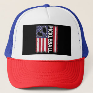 Pickleball Amerikanische Flagge Lustiger Picklebal Truckerkappe
