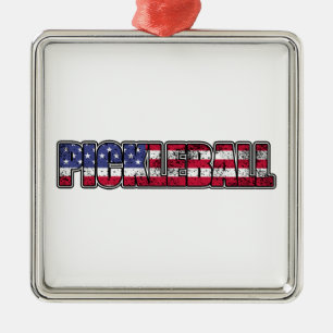 Pickleball Amerikanische Flagge Ornament Aus Metall