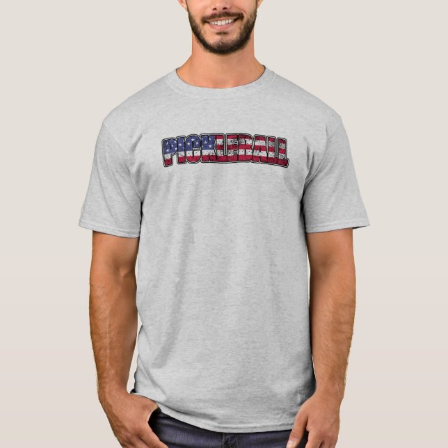 Pickleball Amerikanische Flagge T-Shirt (Vorderseite)