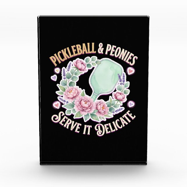 Pickleball And Peonies Serve It Delicate Fotoblock (Vorderseite)