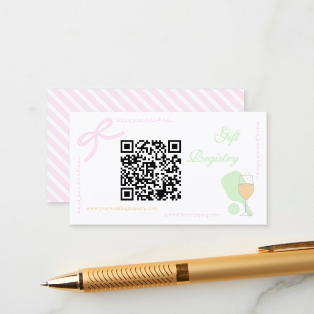 Pickleball and Prosecco Bridal Shower Registry Begleitkarte (Vorderseite/Rückseite Beispiel)