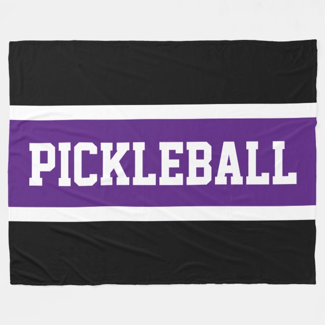 PICKLEBALL Athletic Black Lila White Stripes Fleecedecke (Vorderseite (Horizontal))