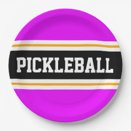 PICKLEBALL Athletic Tropical Pink Black Stripes Pappteller