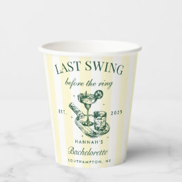 Pickleball Bach Cocktail Grün & Gelb Streifen Pappbecher