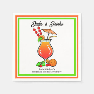 Pickleball Bachelorette Wedding Dinks & Drinks Serviette