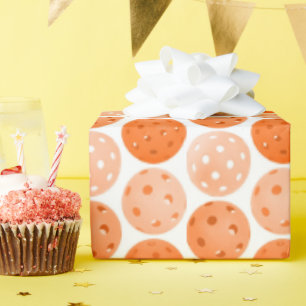 Pickleball Ball, Orange Pickleball Balls auf Weiß Geschenkpapier