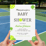 Pickleball Ball Paddle Sports Theme Kinderdusche Save The Date<br><div class="desc">Überraschen Sie Ihre Freunde und Familie mit diesen eleganten Baby Shower Einladungen mit Pickleball-Ausrüstung und individuellem Text. Ändern Sie den Text einfach,  indem Sie auf die Option "Personalisieren Sie diese Vorlage" klicken.</div>