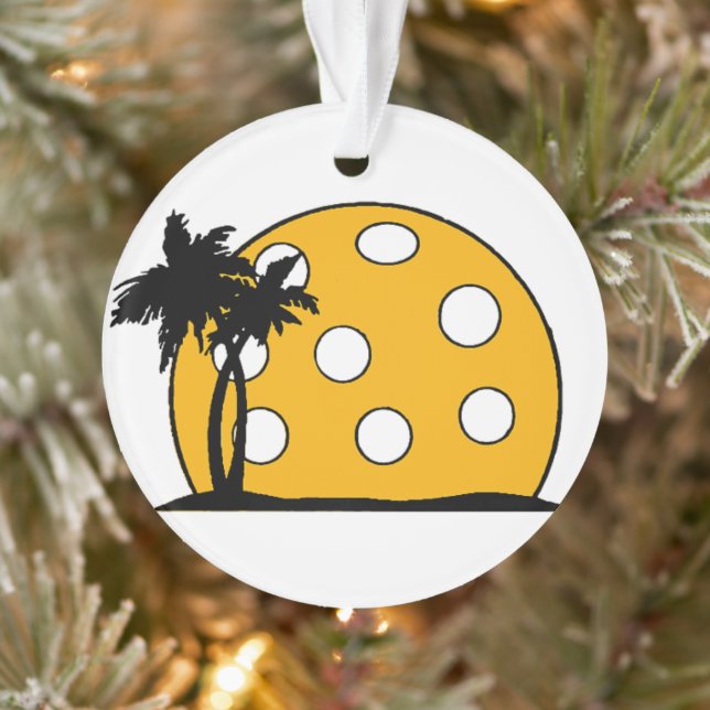 Pickleball Beach Sunset Ornament (Baum)