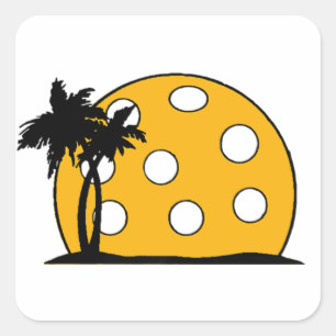 Pickleball Beach Sunset Quadratischer Aufkleber