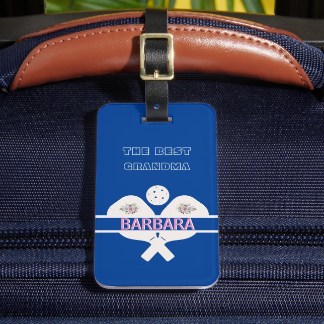 Pickleball Best Grandma Floral Paddle Gepäckanhänger (Vorderseite Insitu 2)