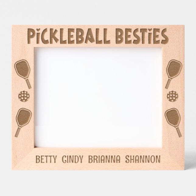 Pickleball Besties Group Geätzte Rahmen (Vorderseite)