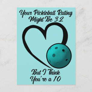 Pickleball Bewertung Valentine Heart Blue Pickleba Postkarte