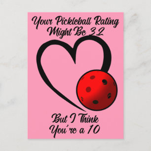 Pickleball Bewertung Valentine Herz rosa und rot Postkarte