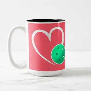 Pickleball Bewertung Valentinherz Rosa Türkis Zweifarbige Tasse