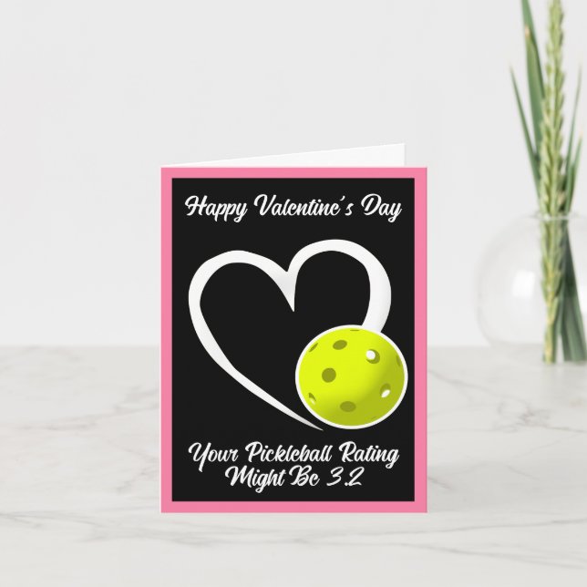 Pickleball-Bewertung Valentinherz Rosa und Gelb Karte (Vorderseite)