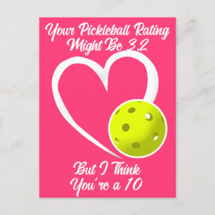 Pickleball-Bewertung Valentinsherz Gelb Pink Postkarte