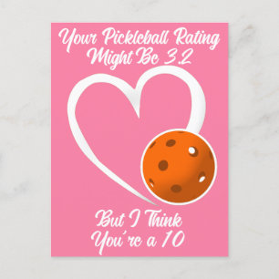 Pickleball-Bewertung Valentinsherz Orange und Rosa Postkarte