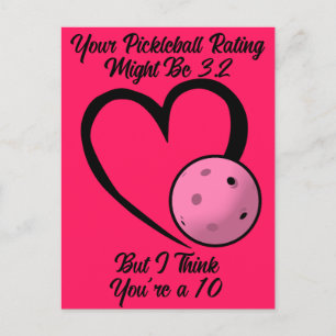 Pickleball Bewertung Valentinsherz Rosa auf Rosa Postkarte